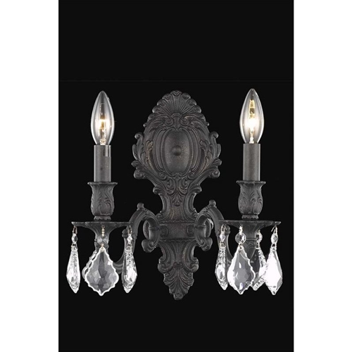 Elegant Lighting Monarch 10" 2 Light Royal Crystal Wall Sconce