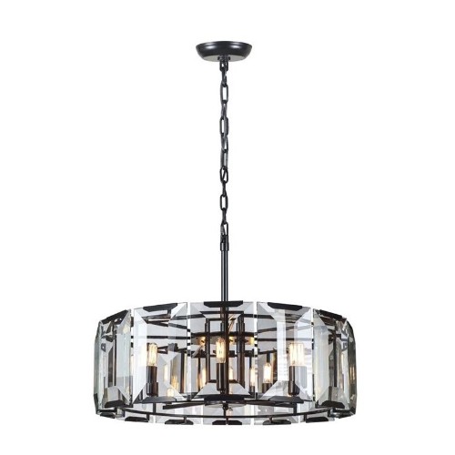 ELEGANT LIGHTING  Monaco 30" 8 Light Glass Crystal Pendant Lamp