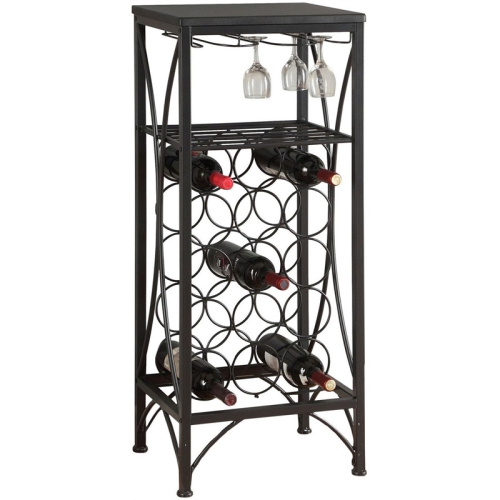 Home Bar Wine Rack Metal Black Black Transitional