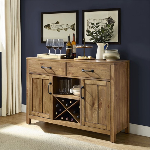 Crosley Roots 2 Drawer Wine Rack Buffet in Natural
