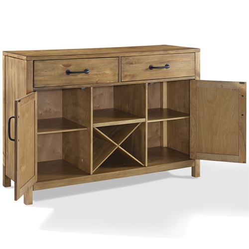 Crosley Roots 2 Drawer Wine Rack Buffet in Natural