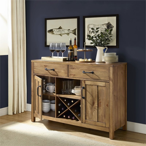 Crosley Roots 2 Drawer Wine Rack Buffet in Natural