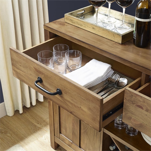 Crosley Roots 2 Drawer Wine Rack Buffet in Natural