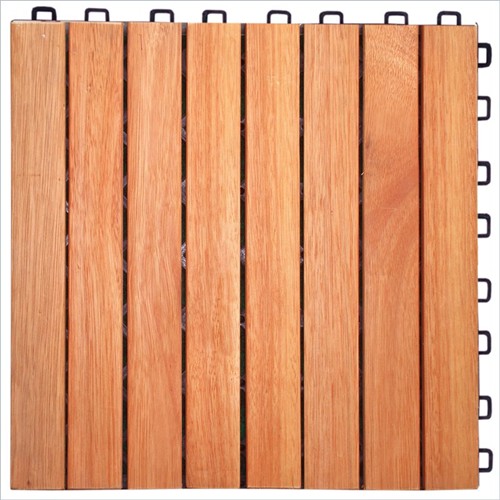 VIFAH  Fsc Eucalyptus Interlocking 8 Slats Deck Tile (Set Of 10)