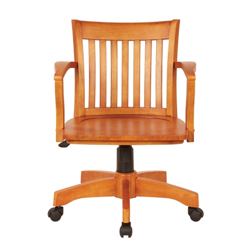 Deluxe Wood Bankers Office Chair with Wood Seat in Fruit Brown Wood