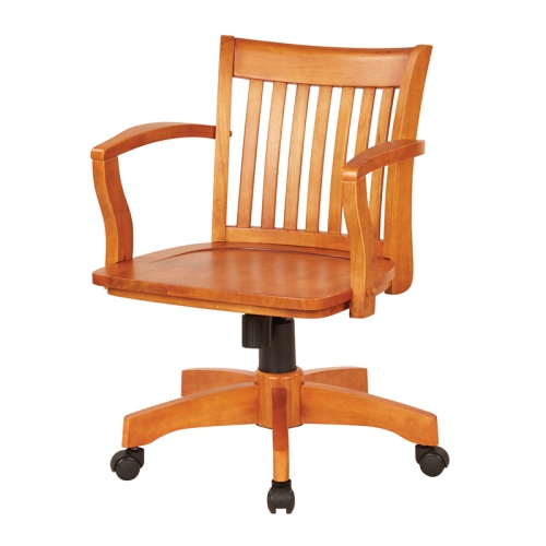 Deluxe Wood Bankers Office Chair with Wood Seat in Fruit Brown Wood