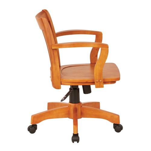 Deluxe Wood Bankers Office Chair with Wood Seat in Fruit Brown Wood