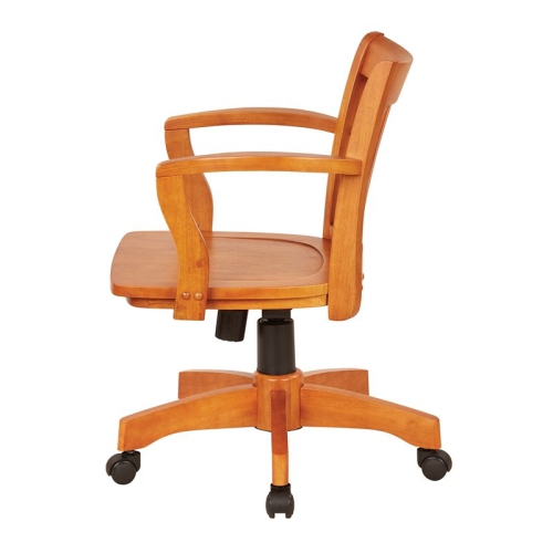Deluxe Wood Bankers Office Chair with Wood Seat in Fruit Brown Wood