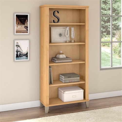 Bush Furniture Somerset 5 Shelf Bookcase in Maple Cross - Engineered Wood