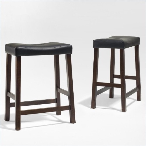 Crosley Furniture Faux Leather Bar Stool Chair - Set of 2 - Mahogany