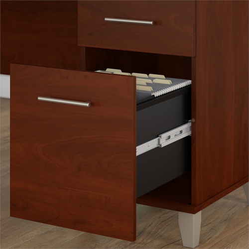 Bush Furniture Somerset 60W L Desk in Hansen Cherry - Engineered Wood