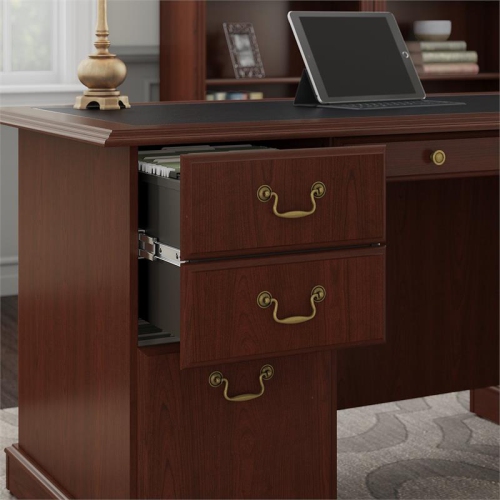 Saratoga Executive Desk in Harvest Cherry and Black - Engineered Wood