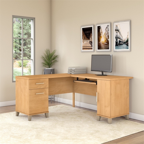 Bush Furniture Somerset 60W L Desk in Maple Cross - Engineered Wood