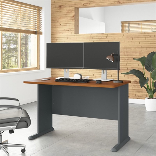 Series A 48W Office Desk in Natural Cherry and Slate - Engineered Wood