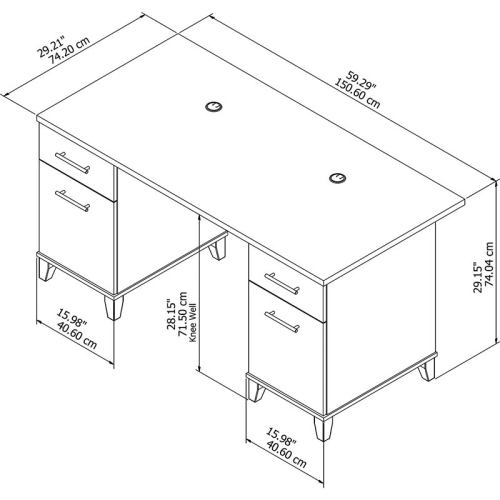 Bush Furniture Somerset 60W Office Desk in Hansen Cherry