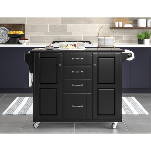 Homestyles Create-a-Cart Wood Kitchen Cart in Black