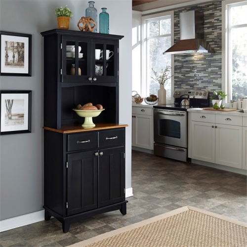 Homestyles Buffet of Buffets Wood Buffet with Hutch in Black