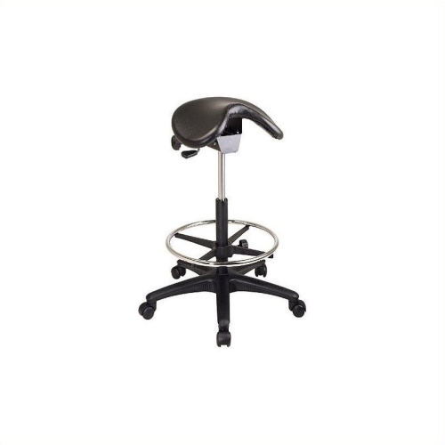 OFFICE STAR Adjustable Backless Black Vinyl Saddle Seat Stool With Adjustable Foot Ring The saddle stool is perfect for longarm quilting