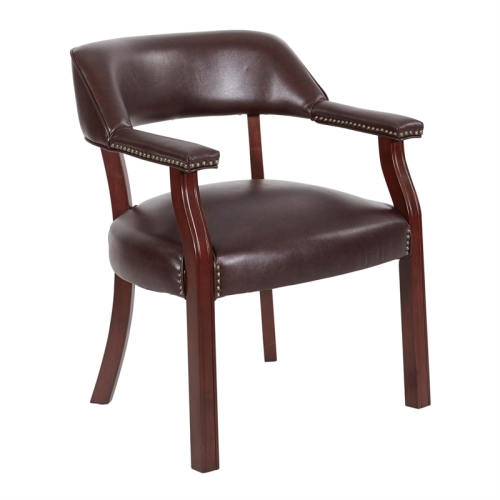 Traditional Guest Chair in Oxblood Red Vinyl
