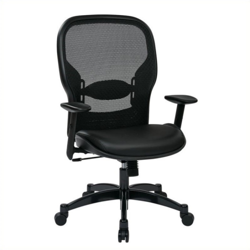 OFFICE STAR  Professional Breathable Mesh Back Chair With Bonded Leather Seat In In Black