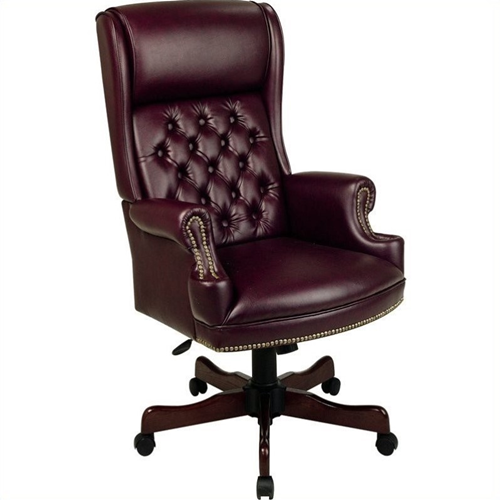 OFFICE STAR  Traditional Vinyl Executive Office Chair In In Mahogany 
