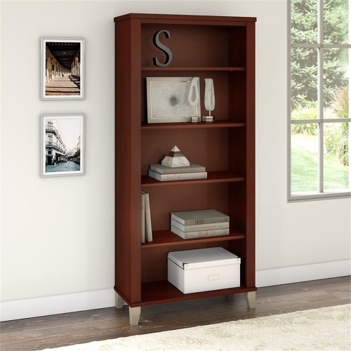 Bush Furniture Somerset 5 Shelf Bookcase in Hansen Cherry - Eng Wood