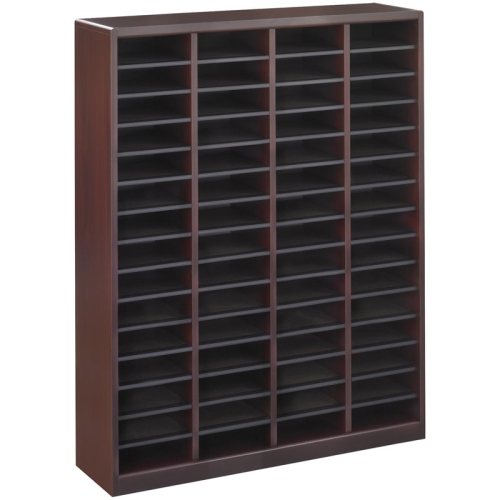 SAFCO  E-Z Stor Mahogany Wood Mail Organizer - 60 Compartments