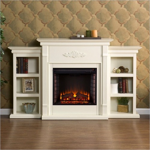 HOLLY & MARTIN  Fredricksburg Electric Fireplace W/ Bookcases In In Ivory