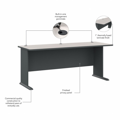 Series A 72W Office Desk in Slate and White Spectrum - Engineered Wood