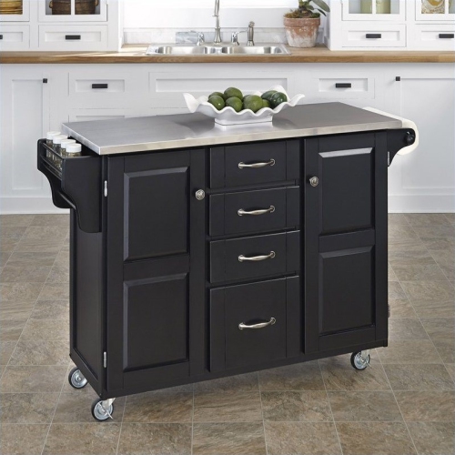 Homestyles Create-a-Cart Wood Kitchen Cart in Black