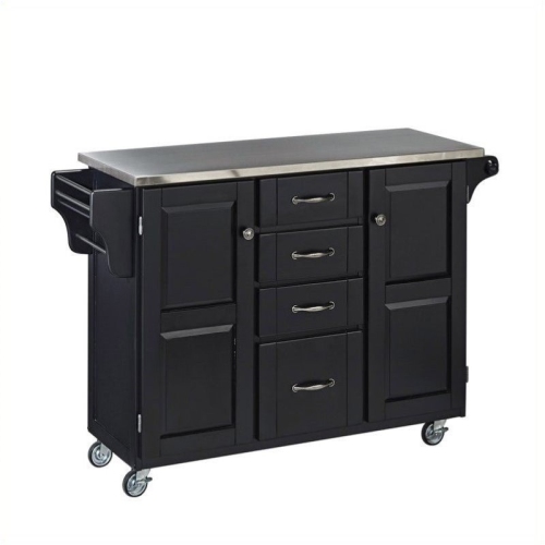 Homestyles Create-a-Cart Wood Kitchen Cart in Black