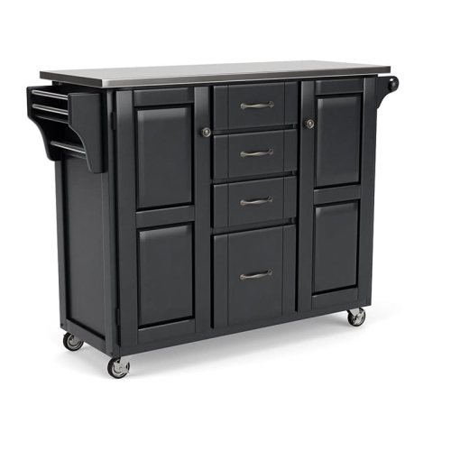 Homestyles Create-a-Cart Wood Kitchen Cart in Black