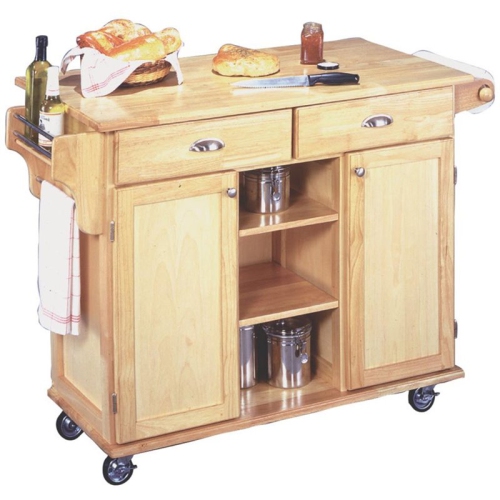 Homestyles General Line Wood Rolling Kitchen Cart in Brown