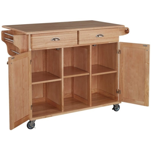 Homestyles General Line Wood Rolling Kitchen Cart in Brown