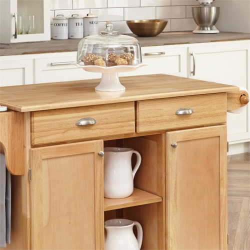 Homestyles General Line Wood Rolling Kitchen Cart in Brown