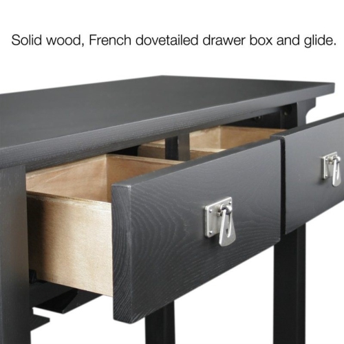 Leick Furniture Wood Mission Wine Stand with Storage Drawers in Black