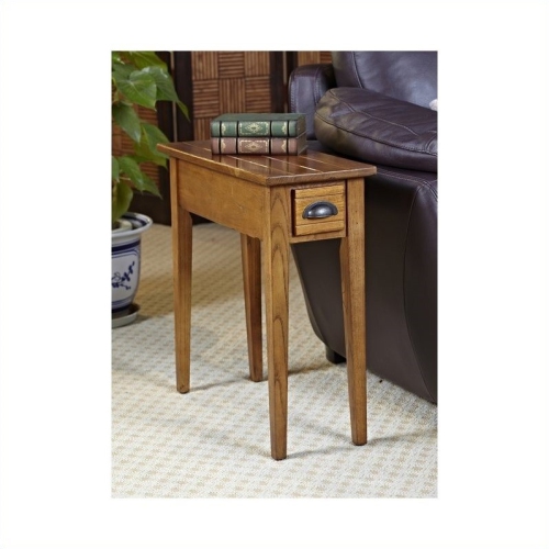 LEICK FURNITURE  Bin Pull Narrow Wood End Table In Candleglow Finish In Brown