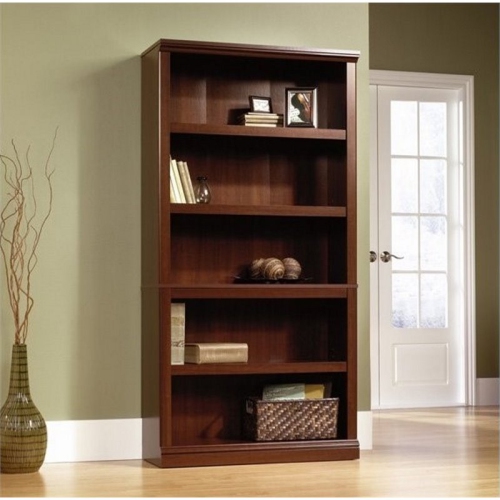 Sauder 5 Modern styled Wood Shelf Bookcase in Select Cherry Finish