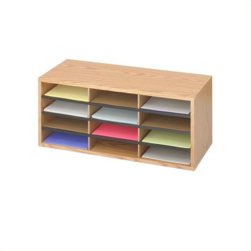 SAFCO  Medium Oak Wood/corrugated 12 Compartment Mail Organizer The orgainzer is attractive and looks nice in our office