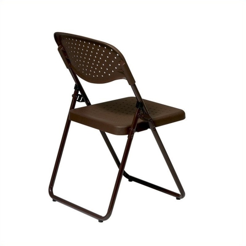 Chaise pliante avec siège et dossier en plastique brun moka.