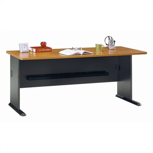 BBF  Series A 72W Office Desk In Natural Cherry And Slate - Engineered Wood