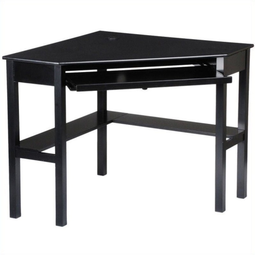 SEI Furniture Alexander Corner Computer Desk in Painted Black