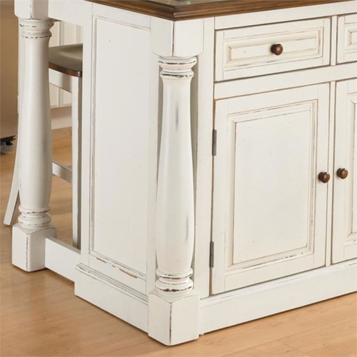 Homestyles Monarch Wood Kitchen Island Set in Off White