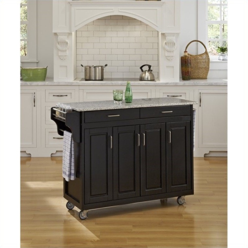 Homestyles Create-a-Cart Wood Kitchen Cart in Black