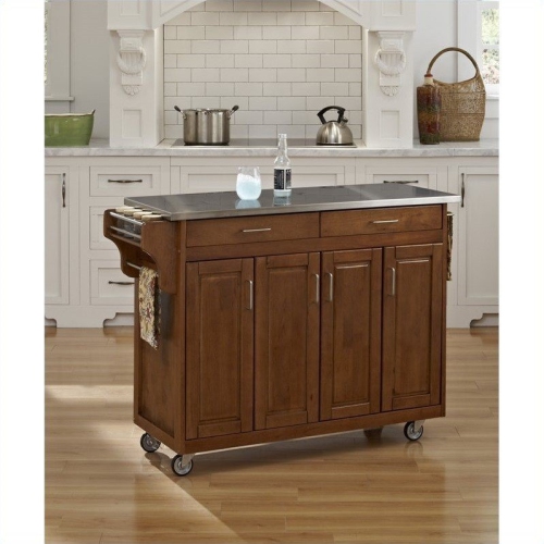 Homestyles Create-a-Cart Wood Kitchen Cart in Brown