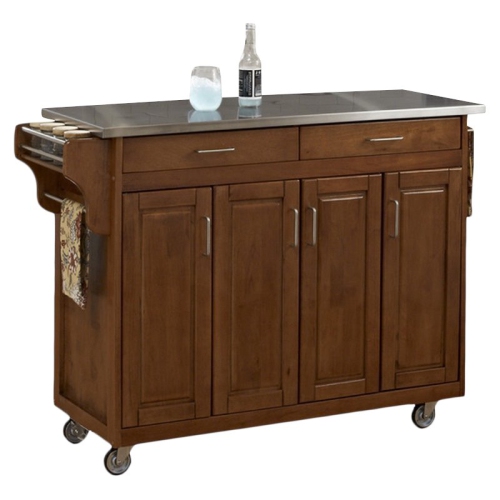 Homestyles Create-a-Cart Wood Kitchen Cart in Brown