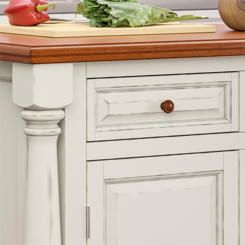 Homestyles Monarch Wood Kitchen Island in Off White