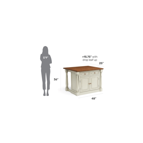 Homestyles Monarch Wood Kitchen Island in Off White