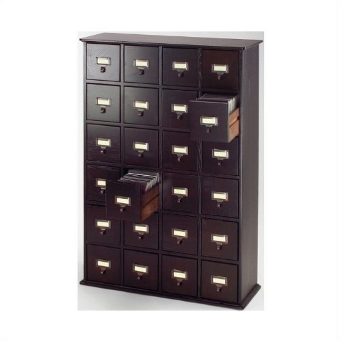 Leslie Dame 40 24 Drawer Cd Media Storage Cabinet In Espresso