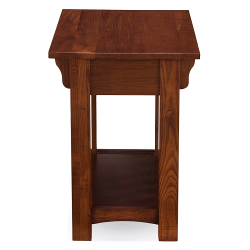 Leick Furniture Mission Oak Chairside Table with Storage Drawer and Shelf